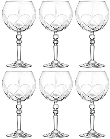 Barski Gin Tonic Glass - Wine Glass - Coupe - Goblet Glass - Set of 6 Crystal Glasses - 19.4 oz. Capacity - Made in Europe
