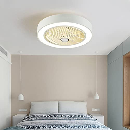 HaiMa - Ventilatore da soffitto a LED, 220 V, 50 cm, con telecomando, 3 colori, dimmerabile, 3 velocità, per camera interna, colore: blu