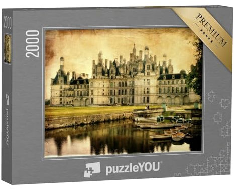 puzzleYOU: Puzzle 2000 Teile „Schloss Chambord - künstlerisches Bild im Retro-Stil“