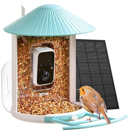 NETVUE Smart Feeder with Camera & Solar Panel, AI Auto Capture Each Come & Identify 6000+ Species, Cloud Store Videos & On Live