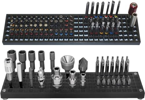 Free Zone Bit Organizer & Aufbewahrung, Schwarz, 158-Loch Tool Grid | Auch für 1/2, 3/8, 1/4 Steckschlüssel-Halter & Bit-Adapter; patentierter Taper-Lock ohne Magnet; Bits nicht enthalten