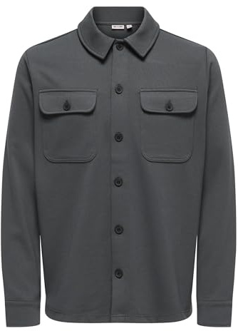 ONLY & SONS Onsnewkodyl Overshirt Sweat Noos, Grå kritstreck, M