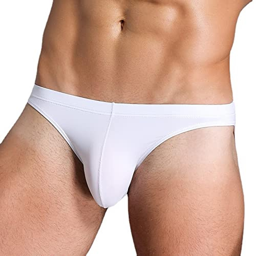 Faringoto Slip Ultra léger et Respirant en Soie glacée pour Homme en Micro Respirante, sous-vêtements pour se détendre la Nuit, Blanc, S