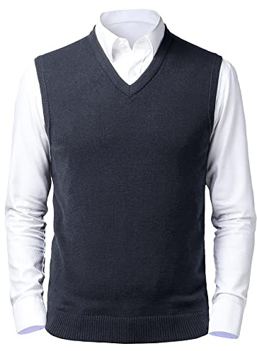 Btmpmcs Chaleco SuéTer para Hombre con Cuello en V Jersey de Punto sin Mangas clásico Caballero Cardigans Chaqueta Otoño Invierno Prendas de Punto Pullover