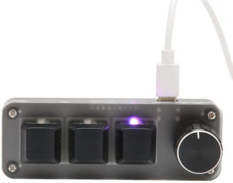 Dpofirs OSU Keypad Gaming Tastatur, 3 Tasten Hot Swap Spieletastaturen Mechanische USB RGB Tastatur mit 3 Programmierbaren Tasten für DIY Programmierspiele