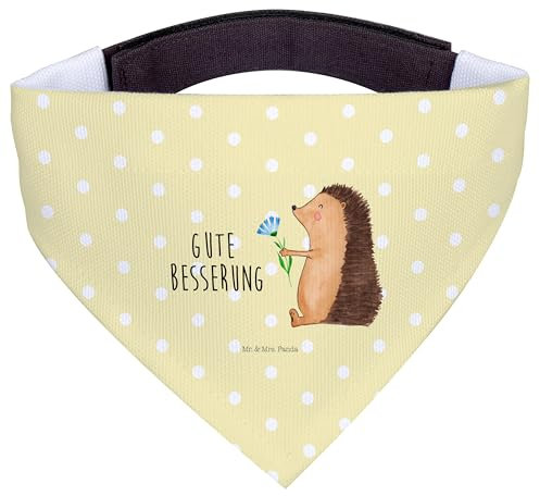 Mr. & Mrs. Panda Hundehalstuch S Igel Blumen - Geschenk, krank, Besuch, klein, Tiere, kleine Hunde, Genesungswünsche, Gute Laune, lustige Sprüche,