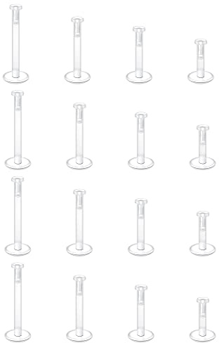MODRSA 16g Clear Cartilage Earrings Stud Plastic Forward Helix Earring Clear Lip Rings Push on Plastic Medusa Labret Piercing Retainer Flat Labret Lip Retainers for Work Sports Surgery