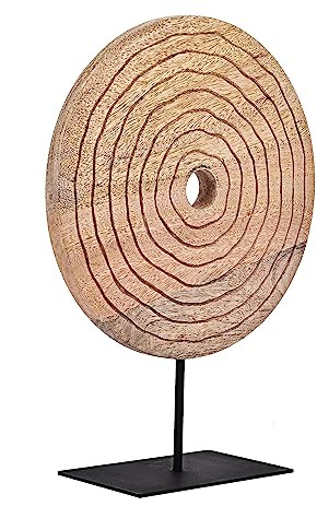 EGLO LIVING Skulptur mit Sockel Hokuta, Zimmer Deko für Wohnzimmer | Tischdeko aus Holz in Natur und Metall in Schwarz, minimalistische Wohnzimmerdeko, Dekofigur 35,5 cm
