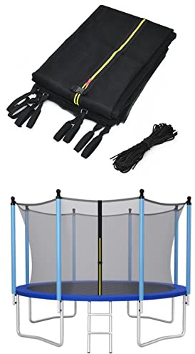 GYMAX Trampolin Ersatznetz innenliegend 180cm Höhe, Sicherheitsnetz aus PE mit Reißverschluss, Schutzklammern, Trampolinersatznetz für Gartentrampolin, für 8 Stangen (Ø366 cm)