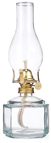 Gadpiparty Vintage-Petroleum-Öllampen Große Glas-Petroleumlampe Öllaterne Klassische Rustikale Lampe Für Den Innenbereich Deko-Kammer Durchsichtig Für Zuhause Tischdekoration Notbeleuchtung