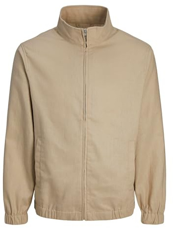 JACK&JONES PLUS Jprccwinston Linen Jkt Pls Chaqueta Corta, White Pepper, XXXL para Hombre