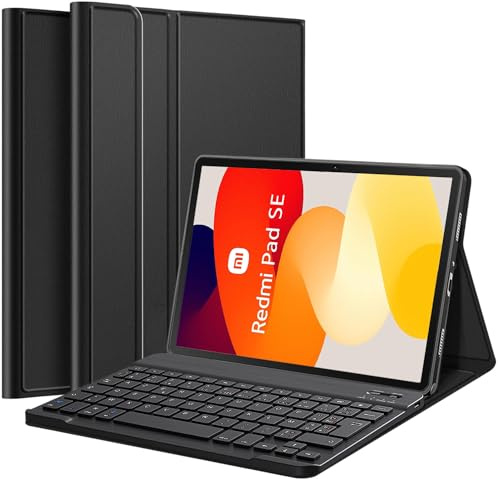 Nanhent Clavier Coque pour Xiaomi Redmi Pad SE (11 Pouces) 2023, AZERTY Français Amovible Bluetooth sans Fil Clavier Étui Housse pour Xiaomi Redmi Pad SE 11 (Redmi Pad SE)