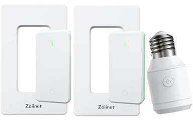 Zoiinet 500W Remote Control Light Bulb Socket, with 2 Switches, Wireless Light Switch for Pull Chain Lighting Fixture, E26 E27 Bulbs Base Holder, Programmable, for Bedroom, Stair, Closet & Garage