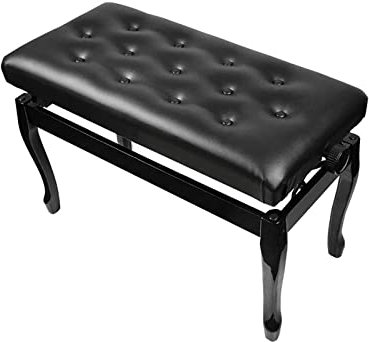 RWRAPS Deluxe-Klavierbank, Duett-Klavierhocker aus Leder mit Massivholzkonstruktion, Tastaturbank, Schminkhocker, 76 x 35 x 49 cm, Schwarz