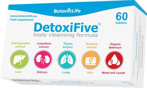 DetoxiFive – Natürliches Detox zur Ganzkörperreinigung & Leberreinigung | 5-in-1-Detox-Kapseln mit Selen und Kräutern | Detox Kur für Frauen, Giftstoffentfernung, Energieschub & Blähbauch-Hilfe
