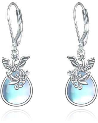 Månsten/turkos/bärnsten tårdroppe örhängen sterlingsilver dinglande droppe smycken gåvor för kvinnor flickor, Sterlingsilver