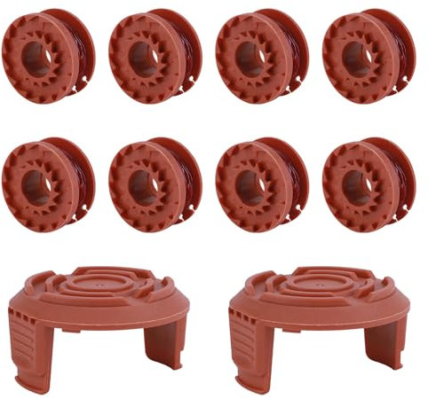 Kinberry 8 Pcs Worx Strimmer Spool Reflex Strimmer Nylon Wire for Worx Lawn Mower Strimmer Spool Grass Trimmer Spool Replacement Trimmer Spool and Line for WG150 WG151