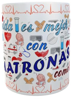 Siempre en tu mano Taza Personalizada MATRONAS. Frase La vida es mejor con MATRONAS como tú. Y tirita con NOMBRE. Taza de Cerámica.