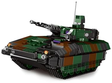 Ebortsin Technik Panzer Bausteine Modell, WW2 Militär Panzer Spielzeug, 1238 Teile Schutzenpanzer Bausteine Modellbausatz, Geschenk für Erwachsene und Kinder