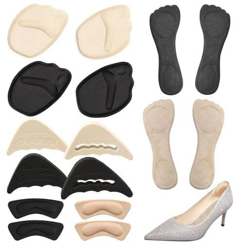 ZOCONE 8 Paar Fersenpolster für High Heels Selbstklebend Vorfußpolster Hackenpolster Schuhe Einlagen und Schuhfüller Ferse Fersenschutz High Heels Weich Einlegesohlen für zu Große Schuhe Verkleinern