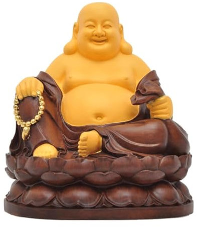 REIFOR Buddha Figur Buddha Deko 15-Zoll-Buddha-Statue Aus Kunstharz, Schnitzende Skulpturen, Großer Bauch, Glücklicher Lachender Buddha, Für Heimdekoration, Büro, Desktop Buddha Figur Garten(A)
