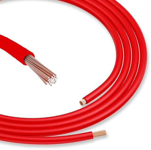 CusoTec 2 Meter H07V-K 16 mm² schwarz oder rot I Verdrahtungsleitung Aderleitung flexibel I Litze 16mm2 I Einzelader feindrätig I Zählerschrank I Kabel eindrähtig für Schaltschrank Boot (Rot)