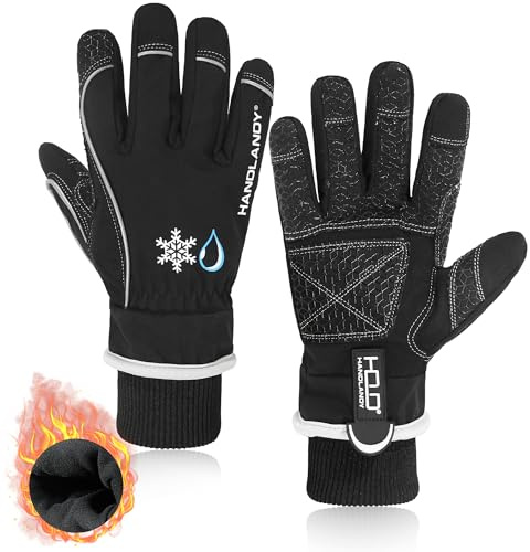 HANDLANDY HLDD, guanti da lavoro isolati impermeabili, 3M Thinsulate, guanti termici invernali da uomo, touch screen, guanti caldi da sci e snowboard per tempo freddo