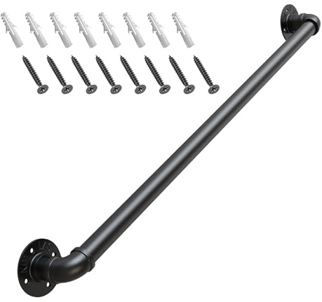 ONLT 90cm Rail Main Courante For Un Escalier Intérieur En Fer Forgé Métal Noir For Handicapés Rampes Âgées Enfants Extérieur Escaliers Marches Balustrade Extérieur Support Mural