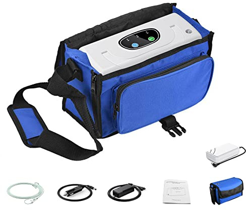 Concentratore di ossigeno portatile, 33% di ossigeno con batteria, 3 l/min ossigeno da viaggio, funzionamento continuo per 2 – 2,5 ore, macchina per ossigeno per casa e auto da viaggio