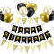 OSDUE Guirnalda Feliz Cumpleaños, Cumpleaños Banner Bandera Guirnalda Globos Negro Dorados, Feliz Cumpleaños Decoración con Globos confeti Cumpleaños para Fiesta de Cumpleaños Chico Chica