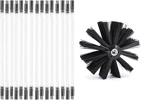 Kit Brosse De Cheminée, Outil Nettoyage Pour Cheminées Brosse Kit De Ramonage Ccontient 6 (61cm Tiges Flexibles Et 1 (100mm) Tête De Kit De Ramonage Du Poêle À Granulés Kit de nettoyage de cheminée(15