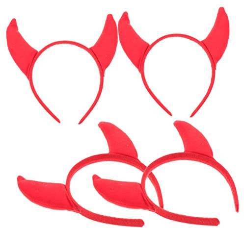 BESPORTBLE 4Pezzi Fascia Corno Diavolo Per Halloween Accessori Cosplay Con Decorazioni Glitter Rosse Per Party
