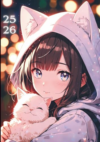 Agenda Fille: Scolaire, Kawaii Manga Anime | JOURNALIER - UN JOUR PAR PAGE | Ecole Primaire, Collège, Lycée | CP CE1 CE2 CM1 CM2 | 2025/2026 6eme ... chat | chaton mignon | Format Standard 12x17