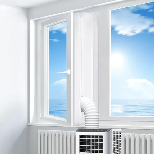 Fenayuu Kit de sellado de ventanas para aire acondicionado portátil, 100% sellado, juego de ventilación de ventana, 300 cm, resistente al agua, protección contra parada de aire caliente y frío para
