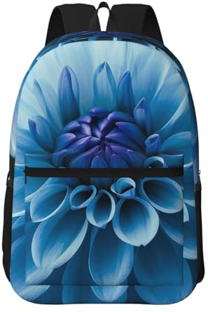 LHDGBWC Sac à dos de voyage léger pour ordinateur portable de 15,6 - Pour homme et femme, Fleur de dahlia bleue, taille unique