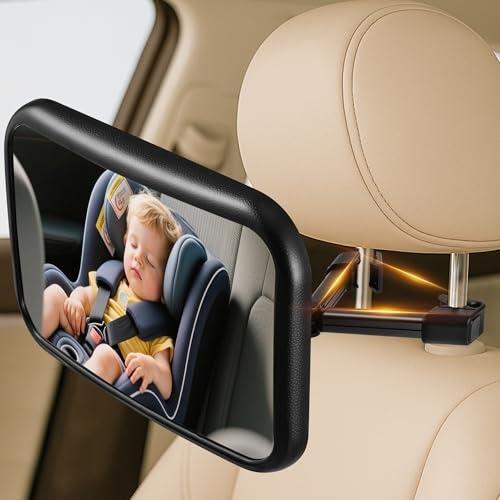 Espejo Coche Bebé, 100% irrompible y 360° giratorio Espejo Coche Bebé Asiento Trasero, Espelho Carro Bebé con clip de sujeción reforzado - accesorio indispensable para coches de recién nacidos