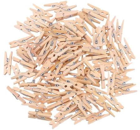 LifgWas 100pcs Pinces à Linge en Bois Naturel, 2.5 cm Mini Pinces a Linge Bois, DIY Décoration, Photos & Artisanat, Ressort Puissant, Petites Pinces à Linge Multifonction