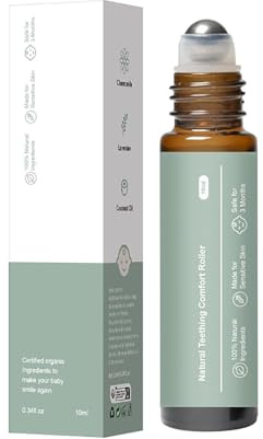Olio per la dentizione, Rullo per un delicato sollievo dalla dentizione, Comodo rullo massaggiante con oli essenziali completamente naturali