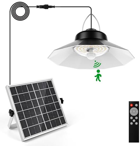 Solar Shed Light Indoor Outdoor,Motion Sensor & Remote Control,Waterproof | 3 Colour Temperatures 5 Lighting Modes, IP65 Waterproof for Gazebo, Garage, Garden, Chicken Coop