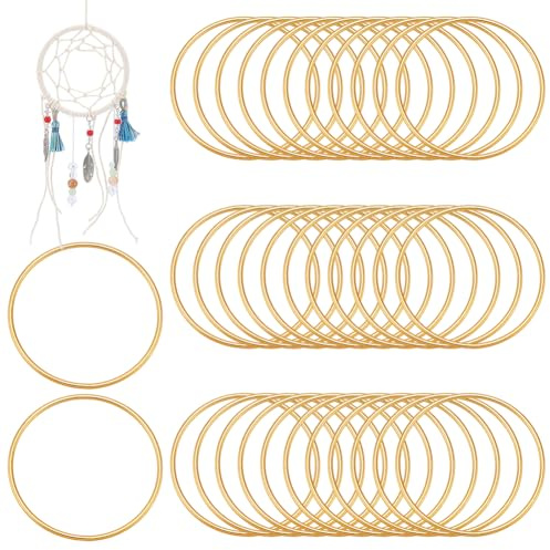 UNICRAFTALE 36 Pezzi Anelli Metallici Dorati Per Artigianato Cerchi Macramé Fiori 75mm Anelli Ferro Battuto Per Cattura Sogni Decorazioni Murali Creazioni Casa