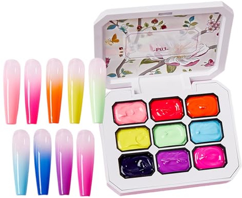 Gel Peinture Ongles Palette Design Décoration Manucure 9 Couleurs | Peinture Gel Dégradé Pour débutants et professionnels femme petite amie maman maison appartement salon de