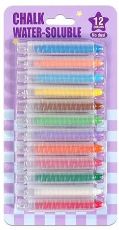 Gesso senza polvere per lavagna da interni, 12 colori lisci, pastelli per scrittura a gesso, per attività all'aperto, per sala giochi, scuola, lavagna, marciapiede, disegno, scrittura e giochi