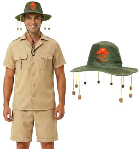 Explorer Costume & Koala Cork Hat – Australian Outback Safari Fancy Dress Set for Adults – Funny Aussie “Down Under” Costume for Australia Day, Travel Parties, Festivals & Themed Events