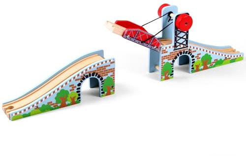Mirthben Puente Elevador para Tren de Madera, Accesorios para rieles de Madera compatibles con Todas Las Marcas Populares Juguete Educativo a Partir de 3 años