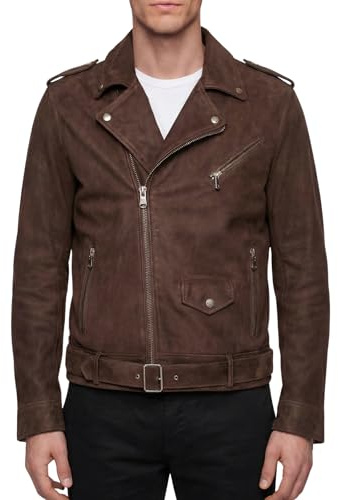 BARONE Giacca Pelle Uomo in Vera Pelle, Chiodo Oleato, Giubbotto Made in Italy, Stile Moderno