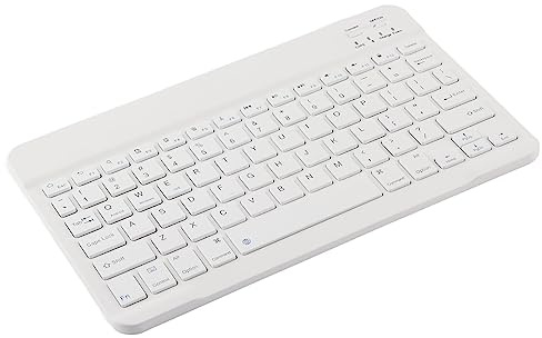 Dan&Dre Teclado Impermeable 3.0, Pequeño y Liviano para, iOS, con Soporte y Funda de Cuero PU (Teclado 10 Pulgadas + Funda de Piel Rosa roja)
