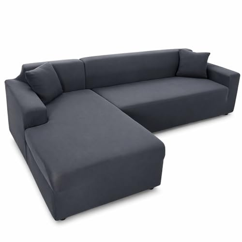 Sofabezug 2/1/3/4 Sitzer, Sofa überzug L U Form Ecksofa Stretch Sofa/Couch überzug, Universal Couchbezug, Sofa Cover Sofa überwurf Sofaschoner (L Form Ecksofa Erfordert Zwei),Dark gray,1 Seater