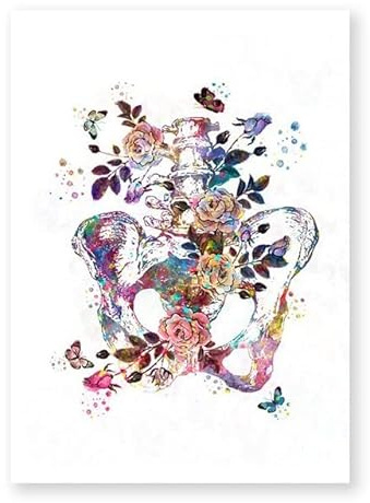 Supkancl Cuore Umano Stampa Organo Anatomia Tela Pittura Medicina Poster anatomico Vintage Acquarello Immagini di Fiori Clinic Deco(8,15x20cm Canvas)