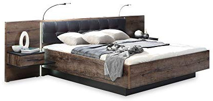 moebel-eins ERLIN Bettanlage, Material Dekorspanplatte, schlammeichefarbig, 180 x 200 cm
