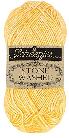 Scheepjes Stone Washed Garn, 50g – 833 Beryl Gelb, Baumwolle/Acryl